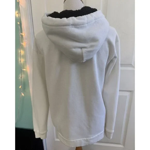 Victorias Secret Pink Sherpa Lined White Logo Hoodie Size Small - Picture 3 of 7